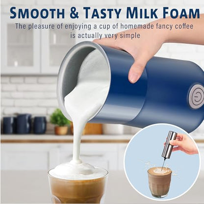 Huogary Milk Frother Simple Milk Frother and Steamer 2-in-1 Milk Steamer with Hot Milk Foam and Hot Milk for Latte, Macchiato, Cappuccinos, Blue - color: 2-in-1 Blue