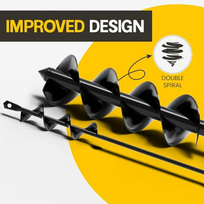 2 Pack Garden Auger Drill Bit for Planting 1.6x16 & 3.5x16 Inch | Umbrellas and Fences Auger Post Hole Digger for Gardening and Spiral Bulb Planter Tool – 3/8 Inch Hex Drive Compatible - size: 1.6 x 16 Inch + 3.5 x 16 Inch (2 Pack)