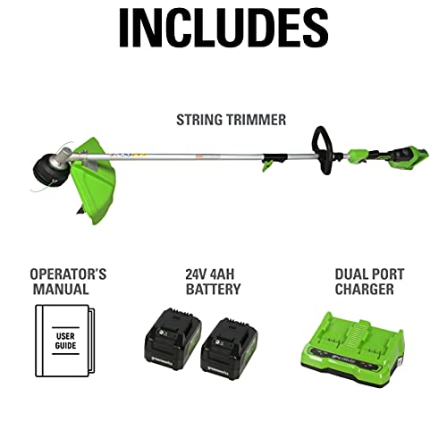 Greenworks 48V (24V x 2) 16" Cordless String Trimmer, (2) 4.0 Ah Batteries - style: 16" (2 x 4Ah)
