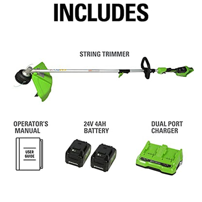 Greenworks 48V (24V x 2) 16" Cordless String Trimmer, (2) 4.0 Ah Batteries - style: 16" (2 x 4Ah)