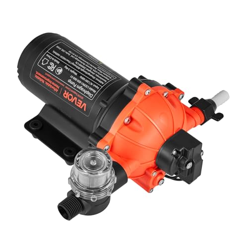 VEVOR Water Pressure Pump, 110V AC 5 GPM, 5-Chamber On Demand Electric Diaphragm Water Transfer Pump, 60 PSI Max Pressure, Automatic Pressure Switch, for Home Kitchen Garden Irrigation Car Washing - size: 10.04 × 6.10 × 5.04 in