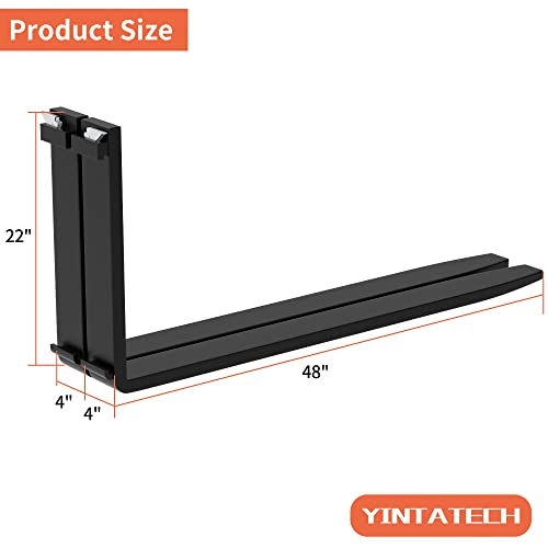 YINTATECH 4000lbs Skid Steer Pallet Fork Blades 48" Forklift Blades for Tractors Loaders Skid Steer Attachment