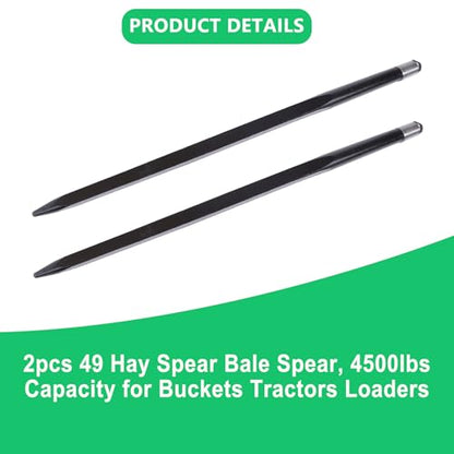 ALL-CARB 2pcs 49 Hay Spear 4500lbs Capacity for Buckets Tractors Loaders