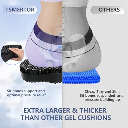 Enlarged19.7in Gel Seat Cushion Pressure Relief Cushion for Long Sitting - color: Black, size: XX-Large(19.7"*16.1"*3.5")