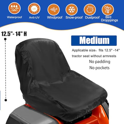 Waterproof Riding Lawn Mower Seat Cover,Outdoor Dustproof UV-Resistant Mower Seat Cover Fits John Deere,for Cub Cadet,for Kubota(Medium) - size: medium
