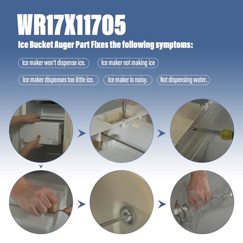 Upgrade Ice Maker Dispenser Auger for GE Refrigerator Replacement Parts WR17X11705 WR17X11939 PS1018130 AP3849786 AP3672963 PS964350 Ice Bucket Auger