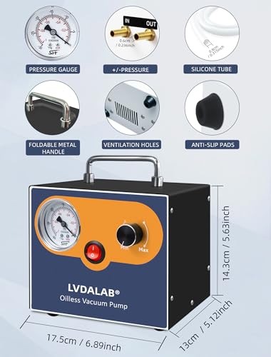 Adjustable 15L/Min Oilless Diaphragm Lab Vacuum Pump, Filtration&Degassing