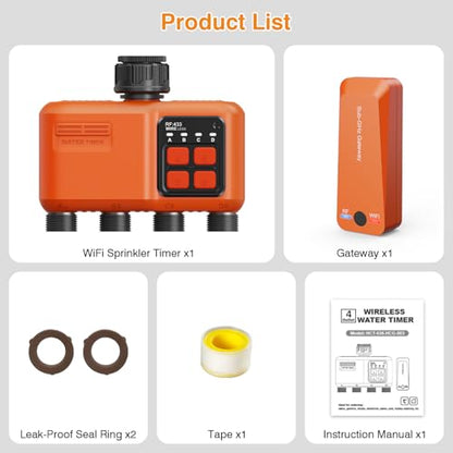 Smart WiFi Sprinkler Timer 4 Zone, Irrigation Controller for Garden Hose - style: 4 Outlet