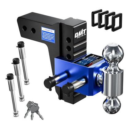 OMT Adjustable Trailer Hitch, 2.5" Receiver, 6" Drop/Rise 18500lb Towing - size: 2.5" Receiver 6" Drop & Rise