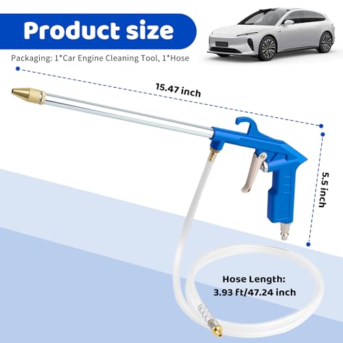 2-in-1 Air Blow Gun Pneumatic Engine Cleaning Gun,Professional Spray Guns Pneumatic with Straight Nozzle for Pressure Wash and Dust Blow,Car Cleaning Guns Kit with 3.93Ft Hose - color: Straight Nozzle
