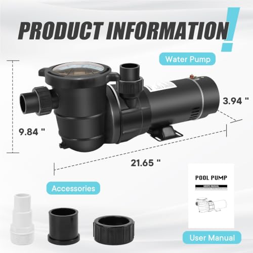 DoE-Compliant CEC approved Pool Motor Pump 2HP 115v 5160GPH - color: Charcoal
