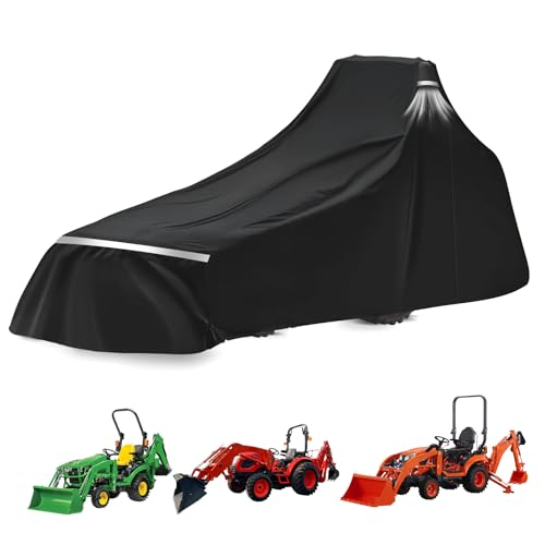 600D Waterproof Tractors Cover Replace for John Deere 1,2,3 Series/Kubota - size: With Backhoe