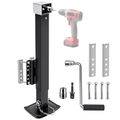 8000 lbs Trailer Jack, 20-24V Drill Compatible, Heavy Duty - color: Black