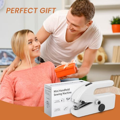 Handheld Sewing Machine, Dual Speed Portable Stitch for Beginners - color: White