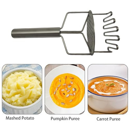 Double Potato Mashers, Stainless Steel Food Mashers, Double Potato Mash Hand Tools, Dishwasher Safe Household Kitchen Tools