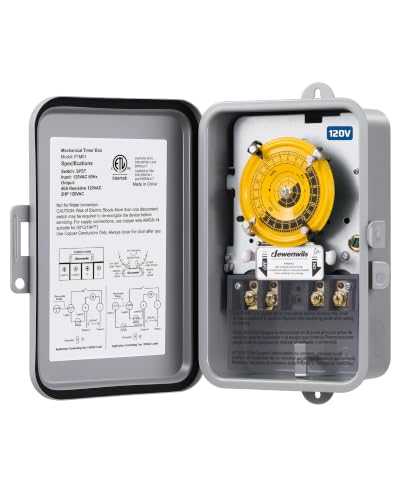 DEWENWILS 24-Hour Mechanical Timer Switch - 120VAC SPST, 2HP 40A
