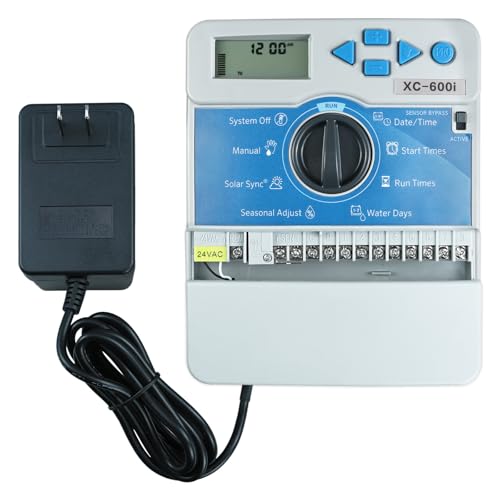Compatible with Hunter X-Core XC600i Indoor Sprinkler Timer, 6 Zone Irrigation Controller, Indoor Lawn & Garden Watering System, Easy Program, No Wi-Fi Required