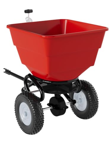 130 lbs Tow-Behind Broadcast Spreader, Pull Behind Fertilizer&Seed Spreader