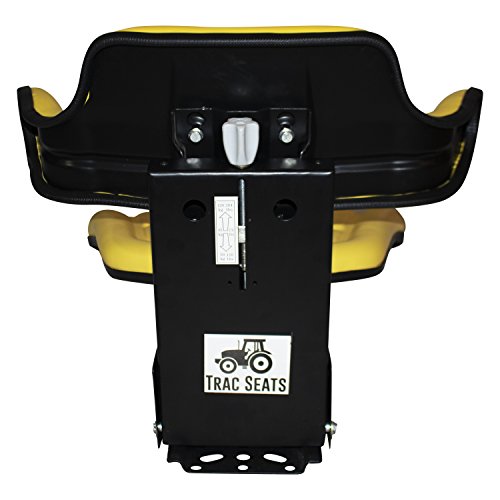 TRAC SEATS BRAND YELLOW WAFFLE STYLE UNIVERSAL TRACTOR SUSPENSION SEAT WITH TILT FITS JOHN DEERE 2350 2355 2440 6800 (SAME DAY SHIPPING - GET IT FAST! VIEW OUR TRANSIT MAP)