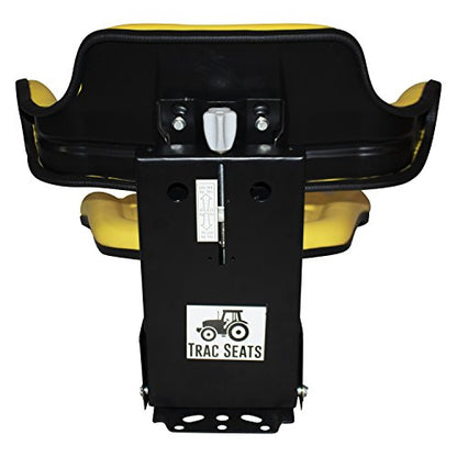 TRAC SEATS BRAND YELLOW WAFFLE STYLE UNIVERSAL TRACTOR SUSPENSION SEAT WITH TILT FITS JOHN DEERE 2350 2355 2440 6800 (SAME DAY SHIPPING - GET IT FAST! VIEW OUR TRANSIT MAP)