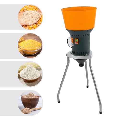Electric Grain Mill Corn Grinder 1300W 19000RPM Electric Agricultural Feed Grinder Mill, 881lbs/H Automatic Dry Cereals Grinding Machine Flour Mill with 5 Sieves, Detachable Hopper, Tripod - size: 1300W, 5 Sieves, w/ Tripod