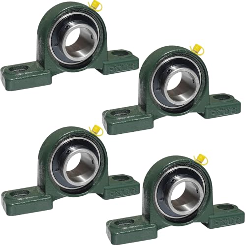 4 Pack UCP206-20 Pillow Block Mounted Ball Bearing - 1-1/4" Bore - Solid Cast Iron Base - Self Aligning (206) - size: 4, style: UCP206-20
