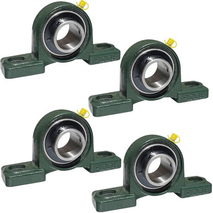 4 Pack UCP206-20 Pillow Block Mounted Ball Bearing - 1-1/4" Bore - Solid Cast Iron Base - Self Aligning (206) - size: 4, style: UCP206-20