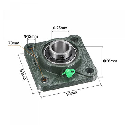 uxcell UCF205 Flange Block Bearings 25mm Bore Cast Iron Bearing Unit Set - size: 25mm