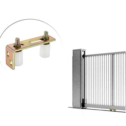 Skelang Slide Gate Guide Roller with L Post Bracket, Adjustable Dual Nylon Rollers Gate Assembly Support for Sliding Rolling Gates 2-5/16" Max Capacity