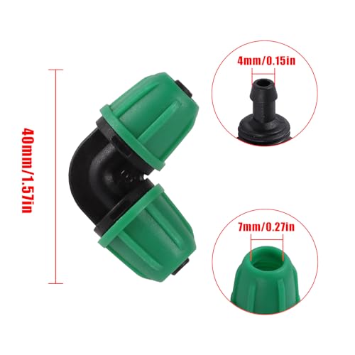 20Pcs 1/4 inch Drip Irrigation Elbow Fittings,Green - color: Green-Elbow