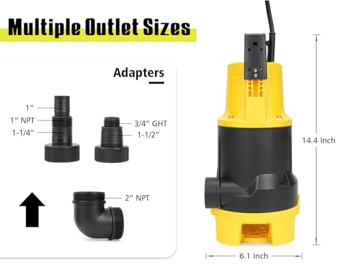 1.5 HP Submersible Sump Pump, 6500 GPH, Float Switch - style: 6500GPH Powerful Water Pump