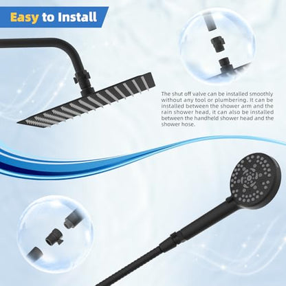 Hibbent All Metal 1 Pack Shower Head Flow Control Valve, G1/2 Brass Shut-off Valve with Metal Handle Lever, Shut OFF Water Flow Control Regulator for Handheld Shower, or Bidet Sprayer, Matte Black - color: Black
