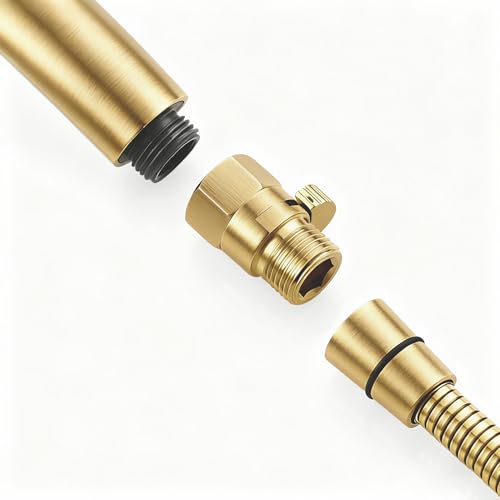 Shower Head Flow Restrictor - G1/2 IPS Brass Shut Off Valve - color: Brushed Gold
