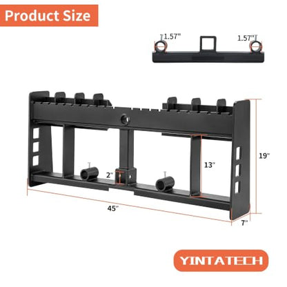 YINTATECH 4000 lbs Skid Steer Pallet Fork Frame Quick Tach Loader Mount - size: 4000LBS