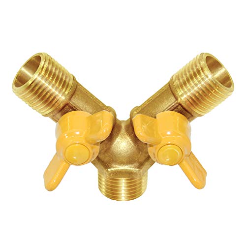 Joywayus 3 Way Shut off Ball Valve 1/2" Hose Barb Y Shaped 2 Switch Brass Fitting - size: 1/2 Inch - 1 pc
