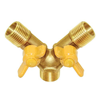 Joywayus 3 Way Shut Off Ball Valve 3/4" Hose Barb Y Shaped 2 Switch Brass Fitting - size: 3/4 Inch - 1 pc