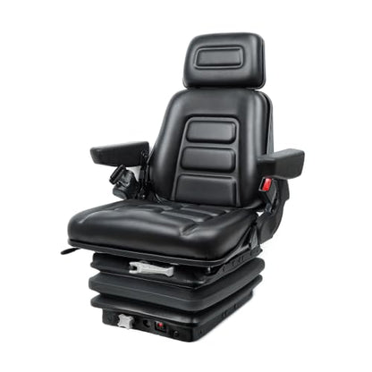 Universal Tractor Suspension Seat with Adjustable Angle Back,Armrest And Safety Belt,for Linde Forklift Tractor,Excavator Skid Loader Backhoe Dozer Telehandler