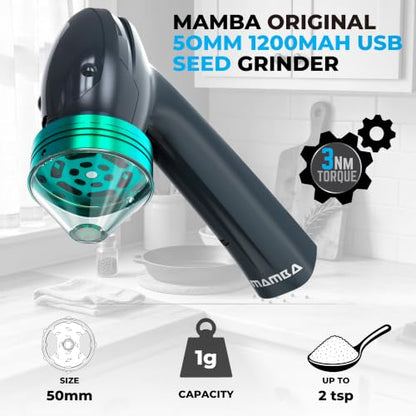 Mamba Original Electric Seed Grinder, USB-C Rechargeable Spice Mill, Gray - color: Anchor Gray & Green
