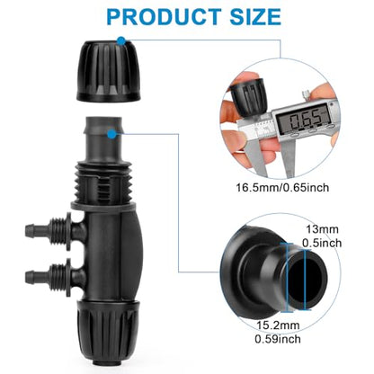 1/2 to 1/4 Drip Irrigation Fittings,4-Ways Barbed Tee 1/2 inch Drip Irrigation Tubing (1/2" ID x0.6-0.63" OD) 16mm to 1/4 inch Irrigation Tube Fitting Anti-Drop Barbed Connectors,12Pcs - color: 4-Way-12Pack