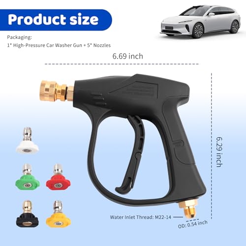 2026 New Short Pressure Washer Gun Kit,M22-14 Thread Car Wash Gun