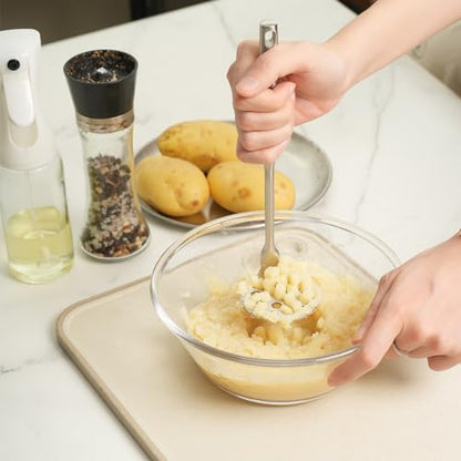 Potato Masher Stainless Steel Small, Mini Avocado Masher, Manual Potatoes Smasher Kitchen Tool for Avocado, Potatoes, Beans, Vegetables, 8.7Inch Metal Mashing Utensil, Dishwasher Safe - size: Whole stainless steel small