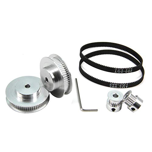2PCS Set GT2 Synchronous Wheel 20&60 Teeth 5mm Bore Aluminum Timing Pulleys with 2PCS Length 200mm Width 6mm Belt (20-60T-5B-6) - style: 20-60T-5B-6