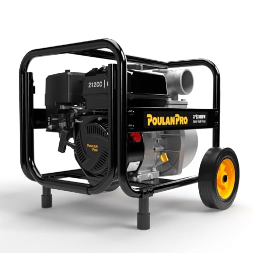 Poulan Pro Semi Trash Pump 3 Inch with Wheels,212cc 4-cycle Engine,238GPM - size: 3 inch with wheels