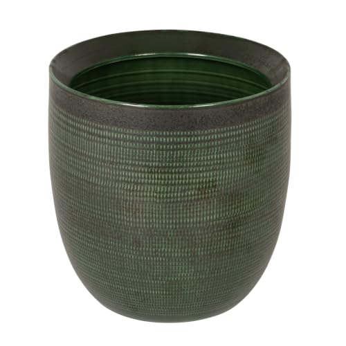 Creative Co-Op Textured Stoneware Planter, Green - color: Matte Green