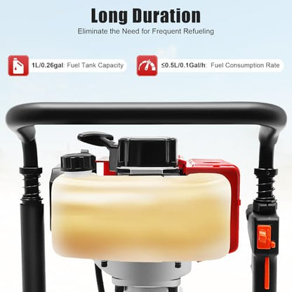 2-Stroke Gas Powered Pile Driver, 52CC 1900W Portable Petrol Piledriver Garden Fencing Tool Farm Piling Driver Air Cooling Single-Cylinder 1L Fuel Tank for Farmland Guardrails, Vegetable Planting - size: 52CC 1900W