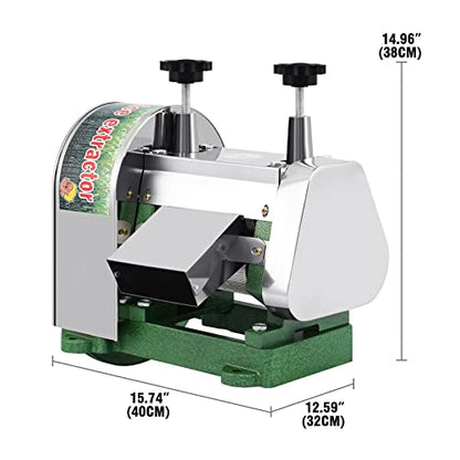 Manual Sugar Cane Juicer, 3 Rollers, 2" Inlet, 110LBS/H, Stainless Steel