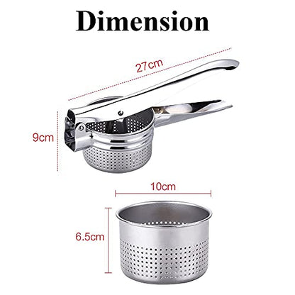 Stainless Steel Vegetable Squeezer, Upgrade Red Silicone Handle Metal Vegetable Water Squeezer for Squeezing Veggie Liquid