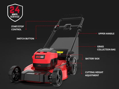 PowerSmart 80V 21-Inch Brushless Cordless Push Lawn Mower Steel Deck