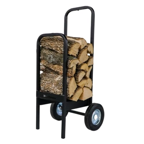 The Woodhaven Firewood Cart - Made in The USA - Convenient and Sturdy Rolling Wood Carrier for Easy Transport - Perfect for Indoor and Outdoor Use - Heavy Duty