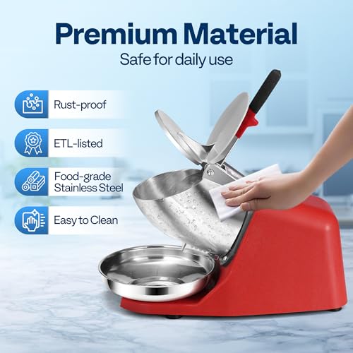 VIVOHOME Electric Ice Shaver Crusher Machine Red 143lbs/hr - color: Red, size: Single Blade - 143lbs/hr